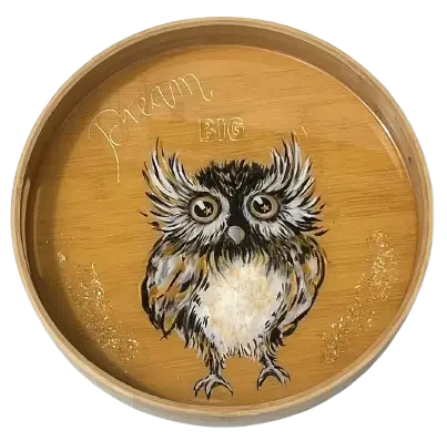 Vera Veldman relatiegeschenk Dienblad met Uil